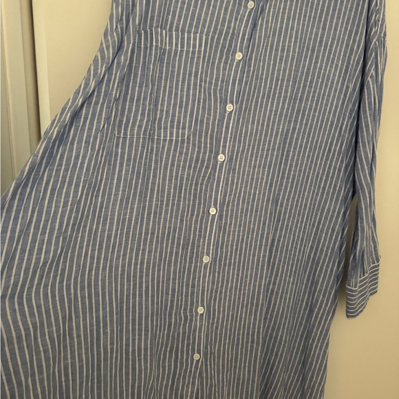 Zara Blue Striped Casual Button Down Dress - Picture 3 of 4